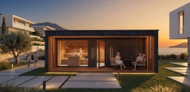 Luxusný vonkajší saunový dom Luxusný vonkajší saunový dom