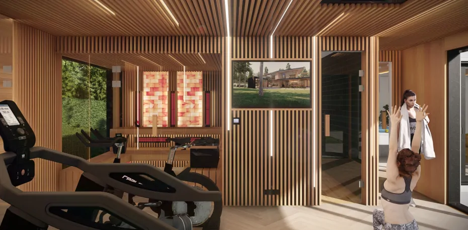 Návrh a výroba wellness sauny, súkromná exkluzívna posilňovňa 